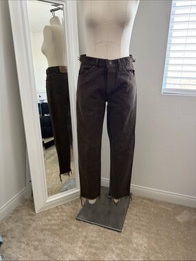 Dark Brown High-Rise Straight Leg Jeans